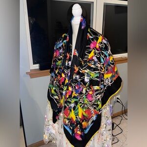 Silk Blue Paisley Scarf with Horse Motif